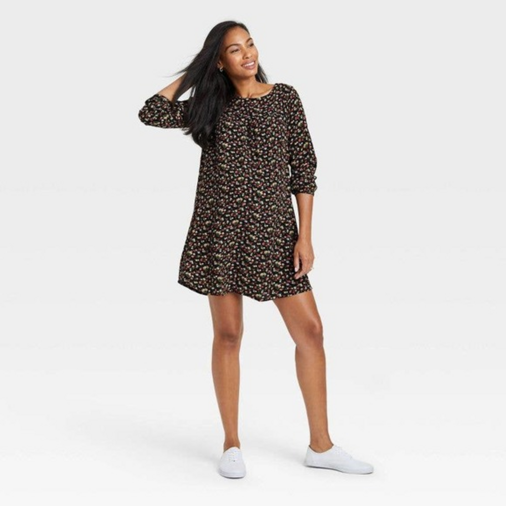 THE NINES‎ x HATCH Black Floral Long Sleeve Crepe Maternity Dress